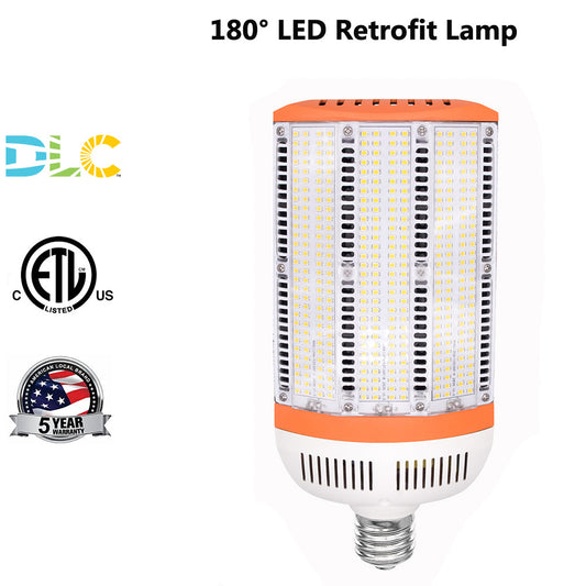 80W 100W 120W 150W LED Shoebox Corn Light Bulb,5000K LED Retrofit Lamp with E39 Base for Parking Lot Lighting, High Voltage Optional ETL DLC Listed