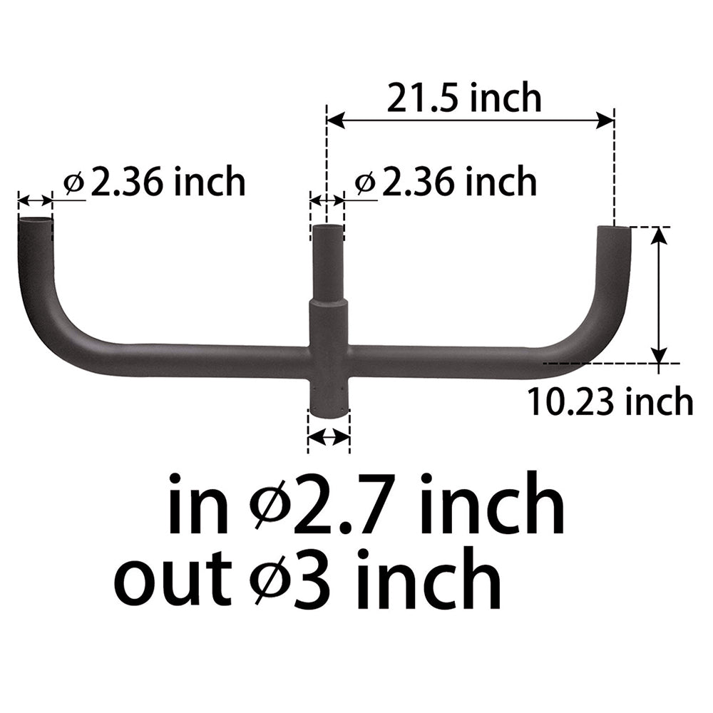 Tenon Adapter, 180 Degree Round Triple Bullhorn Tenon Adaptor for 3 Light Fixtures, Rould Pole Top Mounting Bracket for LED Shoebox Parking Lot Lights