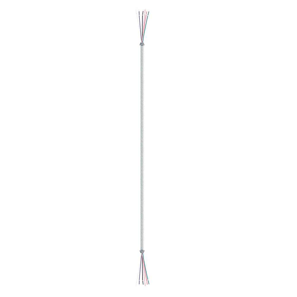 6FT 6 Conductor 3/8In Flex Alum Conduit With 2 Straight Snap In Connectors，Wire Colors ( Blue, White, Green, Purple, Pink, Red)