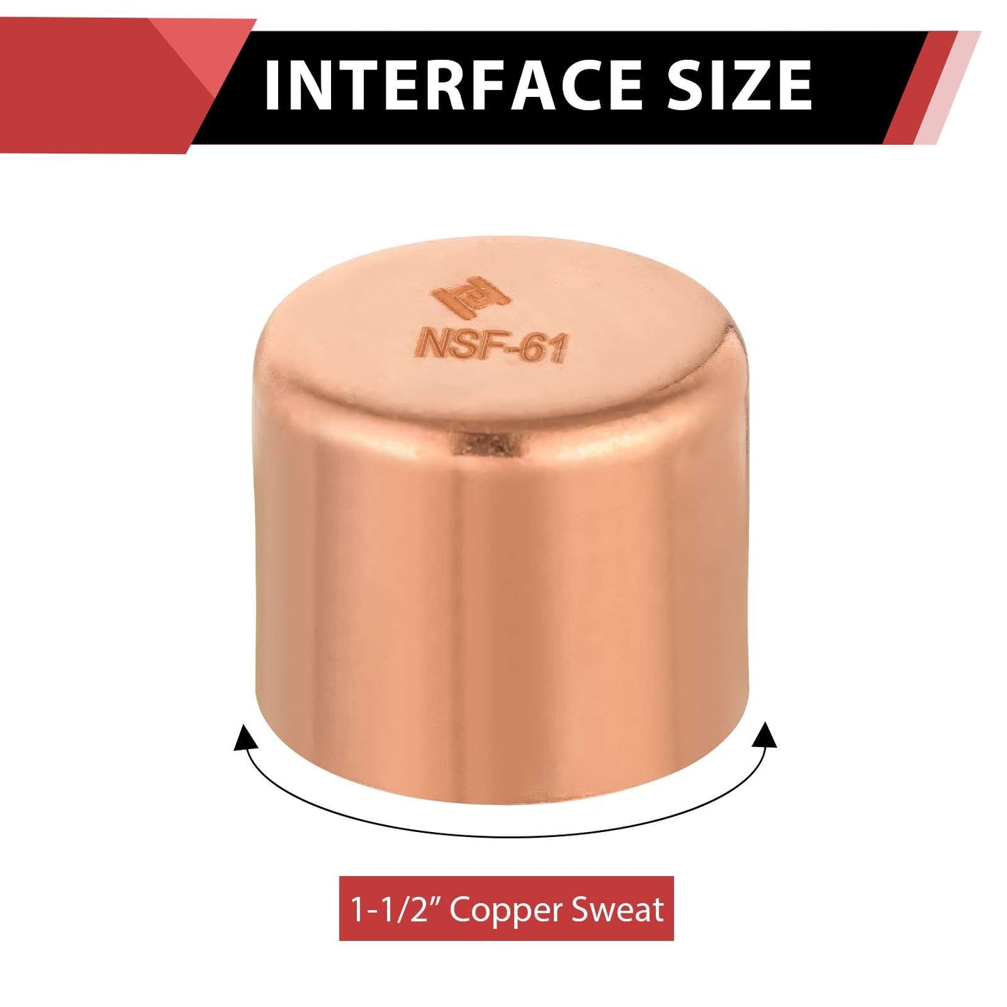 1-1/2" Solder Copper Pipe End Cap (Plug)