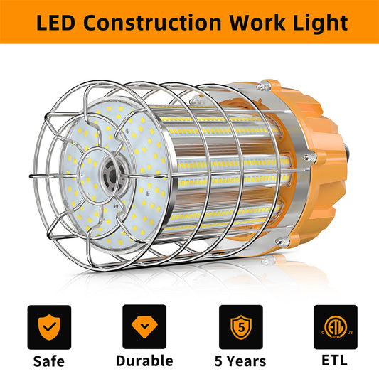 LED Work Light 80W 100W 125W 150W 5000K Daylight Outdoor Construction Lights with Stainless Steel Guard & Hanging Hook ETL Listed