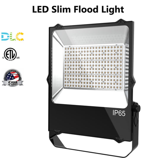 LED Slim Flood Light 80W 100W 150W 200W LED Work Lights 5000K White IP65 Waterproof Outdoor Security Floodlights for Yard, Garden ETL DLC Listed