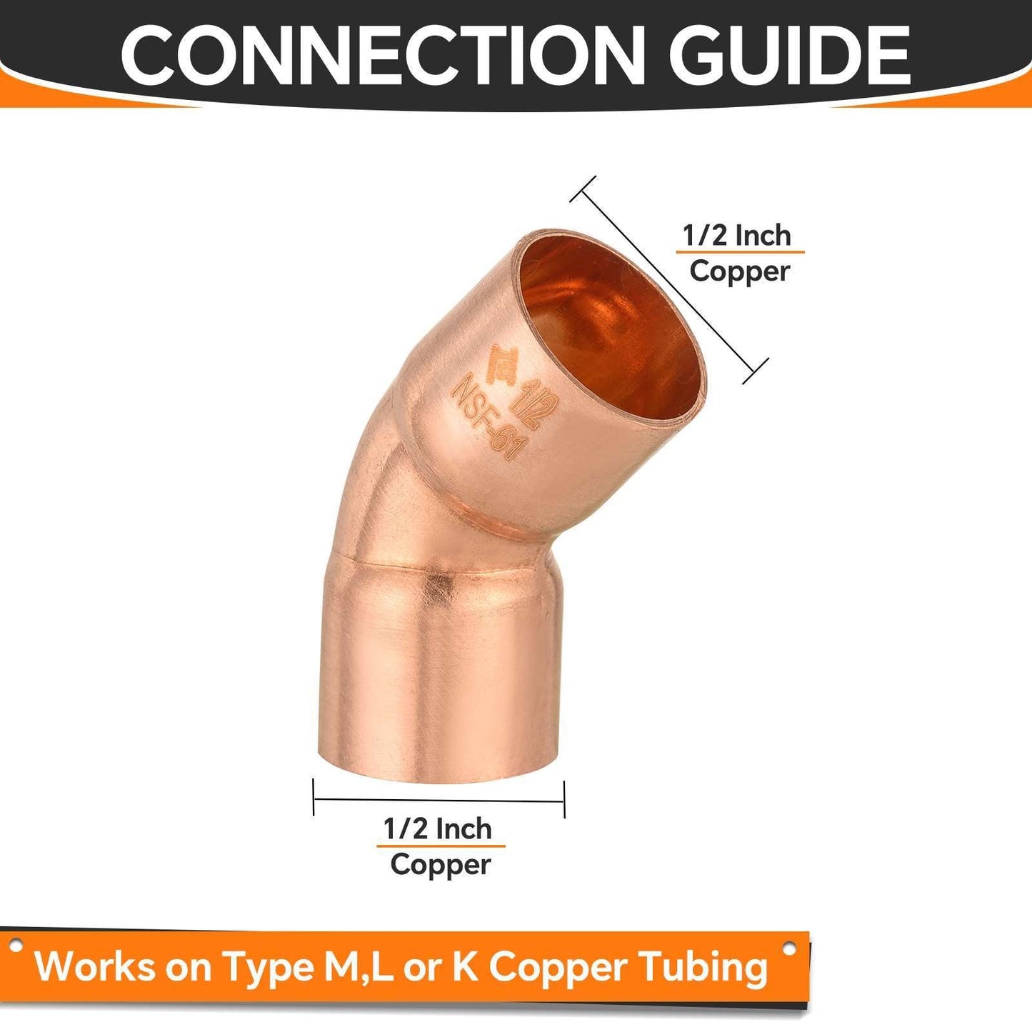 1/2" 45º Copper Elbow