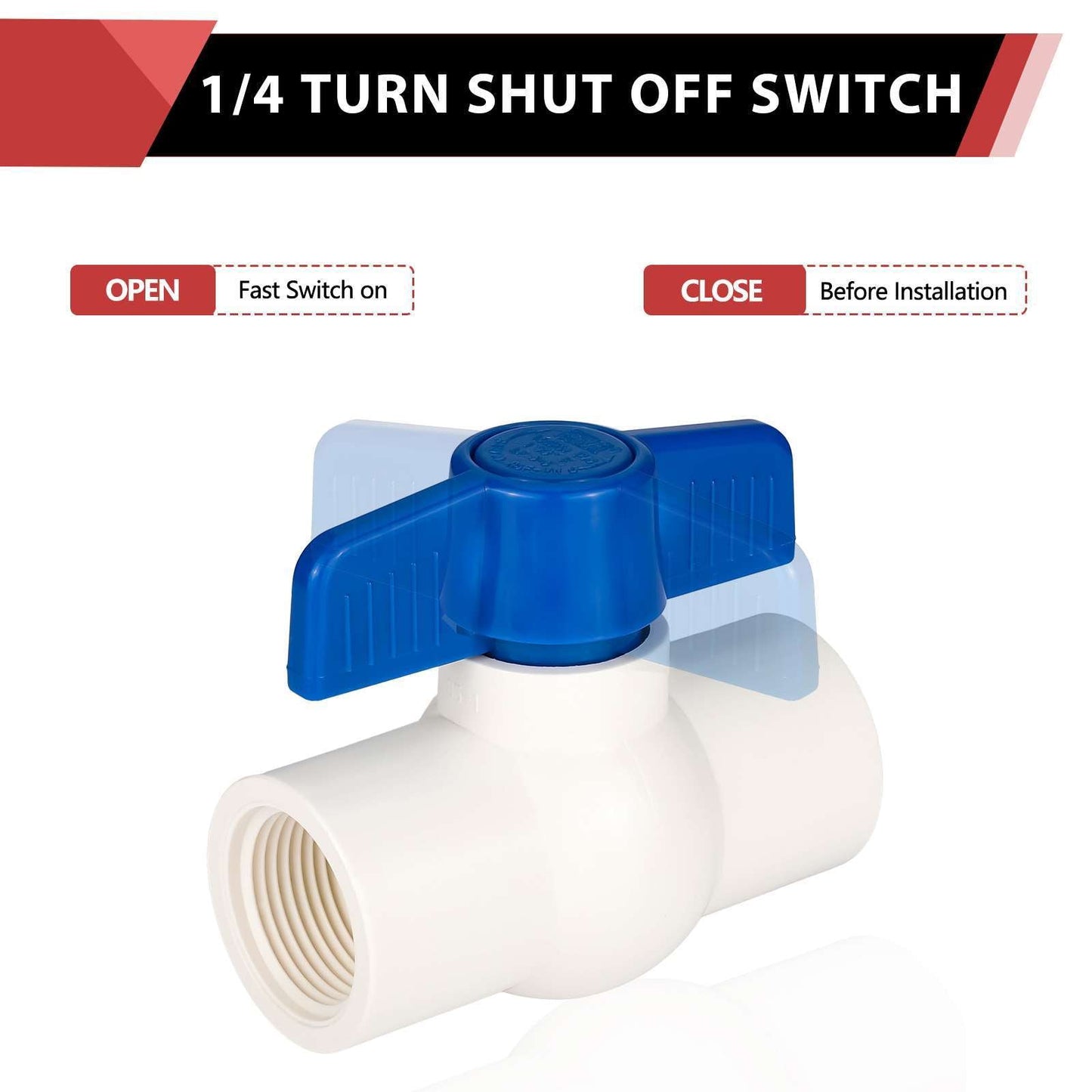 1-1/4" PVC Ball Valve, FPT Threaded, Sch. 40