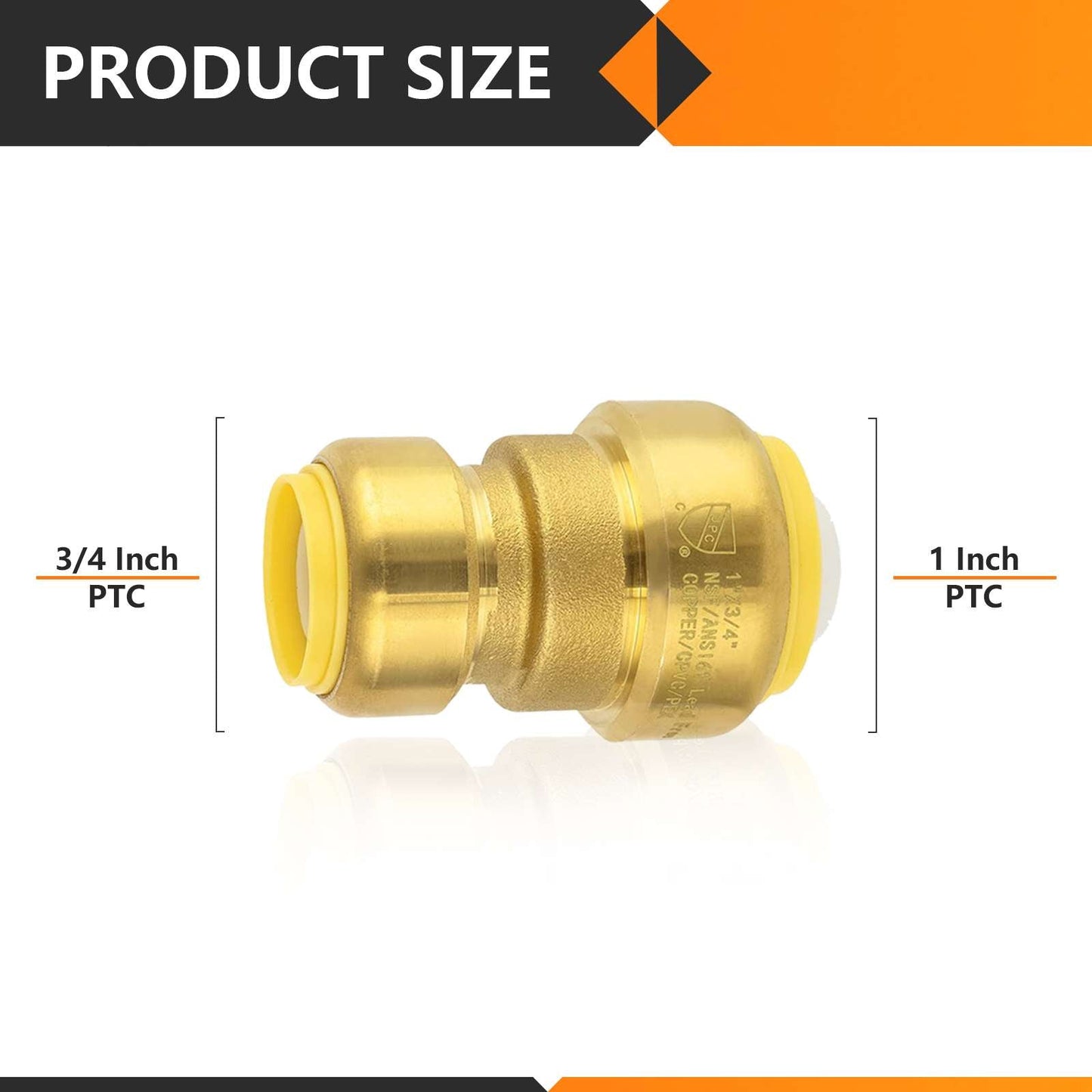 1" x 3/4" Push Fit Coupling