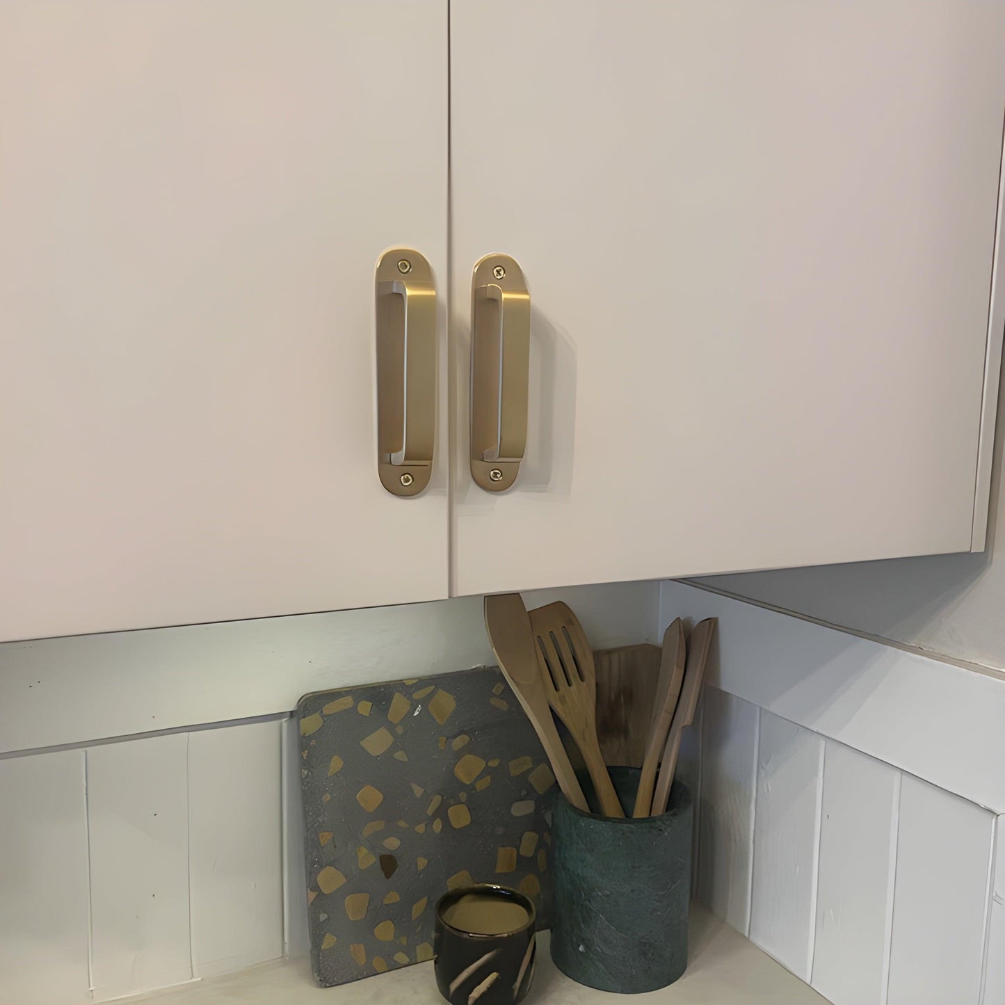 Unlacquered Brass Brushed Round Drawer Pulls with Backplate