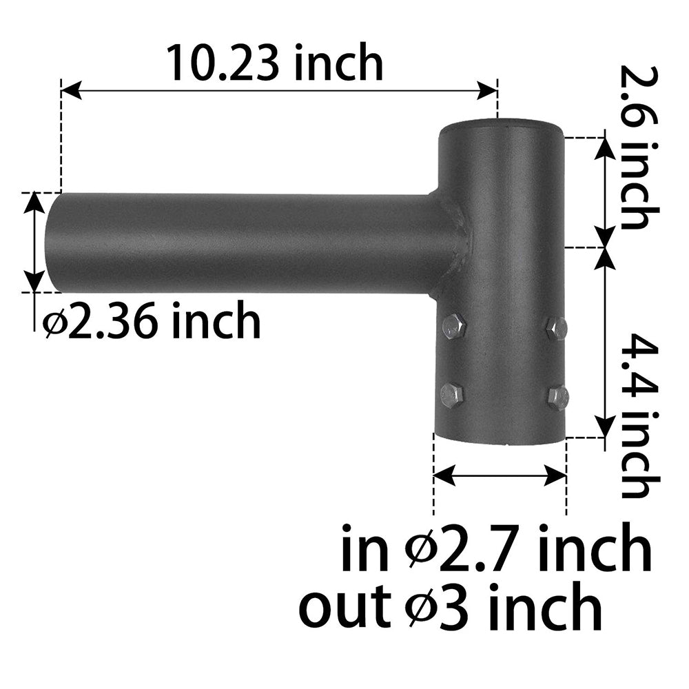 LED Spoke Arm Bracket with Single Horizontal Tenon Adaptor Round for 2-3/8in Outdoor Shoebox Parking Lot Lights,Round Pole Mount Bracket Accessories