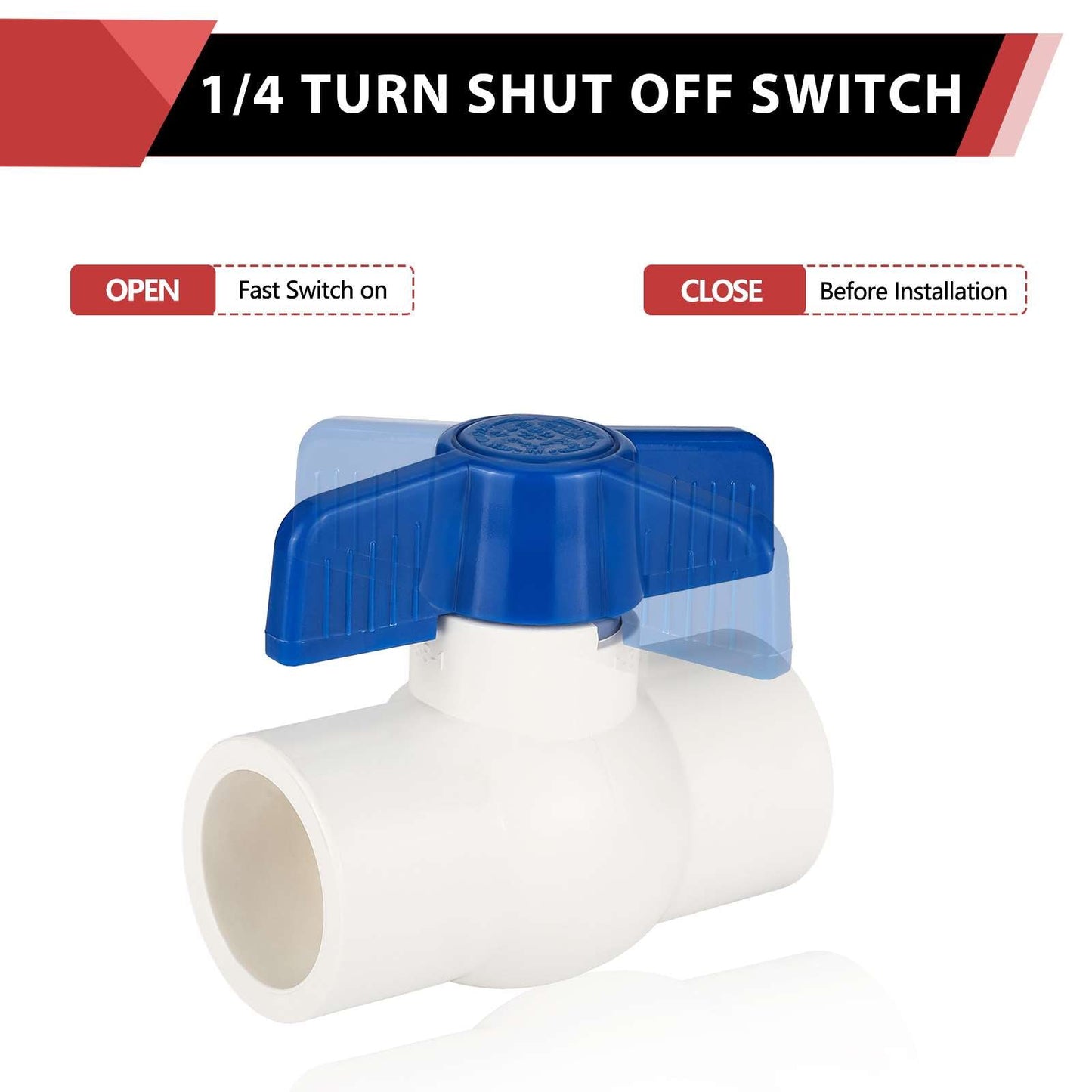 1-1/2" PVC Ball Valve, Solvent Weld, Sch. 40