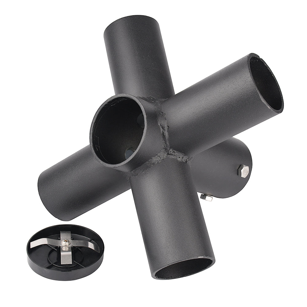 90 Degree Tenon Adapter with 4 Horizontal Tenons,Cross Shape Light Pole Bracket with 2-3/8 inch Tenon,Dark Brown Post Top Mount for Parking Lot Lights