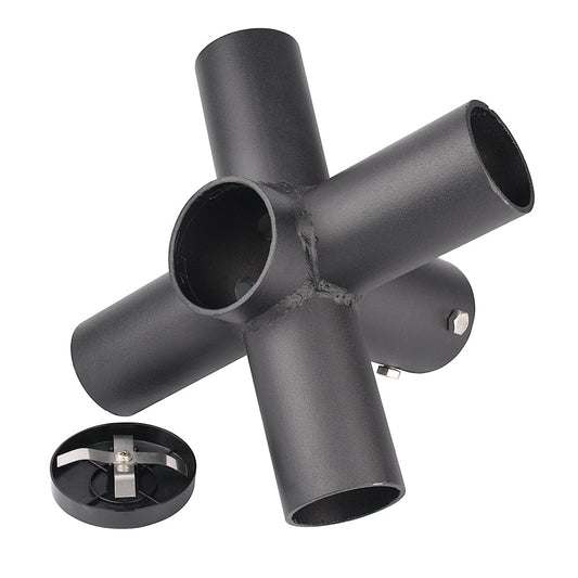 90 Degree Tenon Adapter with 4 Horizontal Tenons,Cross Shape Light Pole Bracket with 2-3/8 inch Tenon,Dark Brown Post Top Mount for Parking Lot Lights