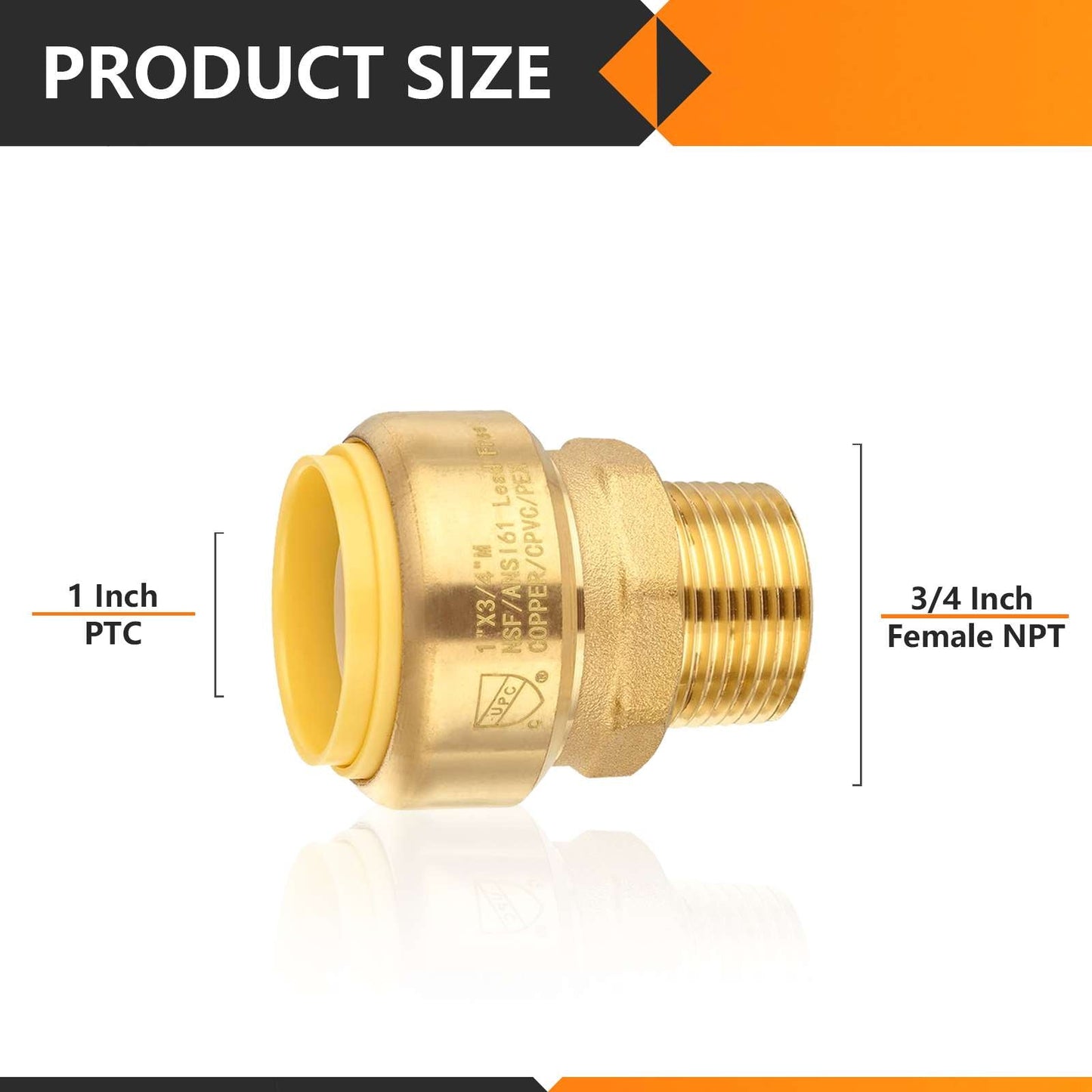 1" x 3/4" M Push Fit Male Adapter