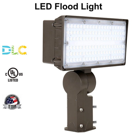 70W 100W LED Parking Lot Flood Lights with Slip Fitter for 2 3/8” Mounting Pole, 4000K 5000K 120-277V Waterproof Outdoor Area Light UL DLC Listed