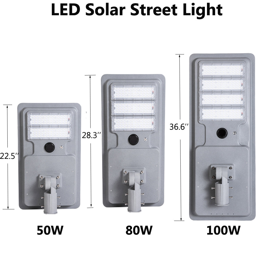All in One Solar Street Light 50W 80W 100W Outdoor 5000K Daylight Motion Sensor Dusk to Dawn LED Security Flood Lights for Road CE RoHS