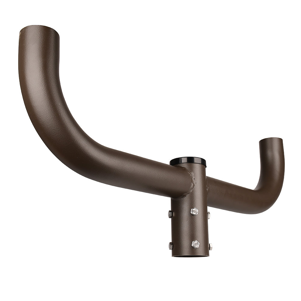 Double Bullhorn Mounting Bracket for 2 Lighting Fixtures with 2-3/8" Slip Fitter,2 Arms at 180 Degree,Bullhead Tenon Adapter,Heavy Duty Steel,Dark Bronze