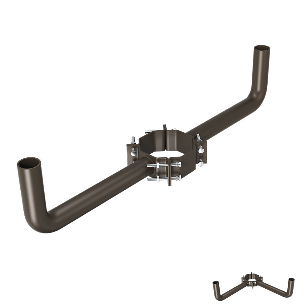 Steel Wrap Around Brackets for 7-10 inch Wood or Concrete Poles, Bronze Wood Pole Side Mounts with 2-3/8" Tenon for Street Lights