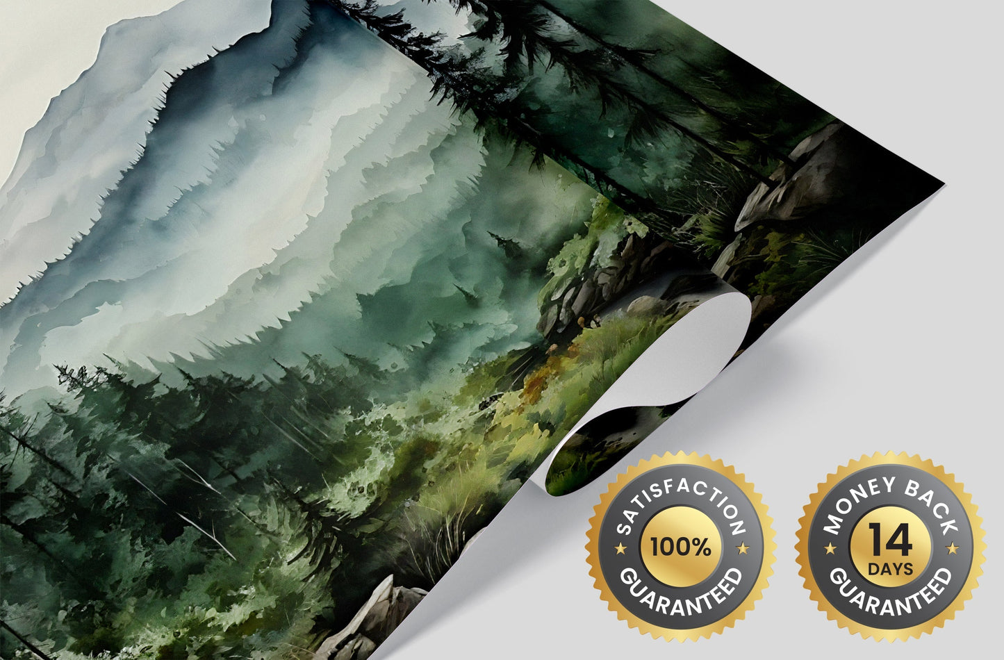 Foggy Forest & Mountain Wall Mural