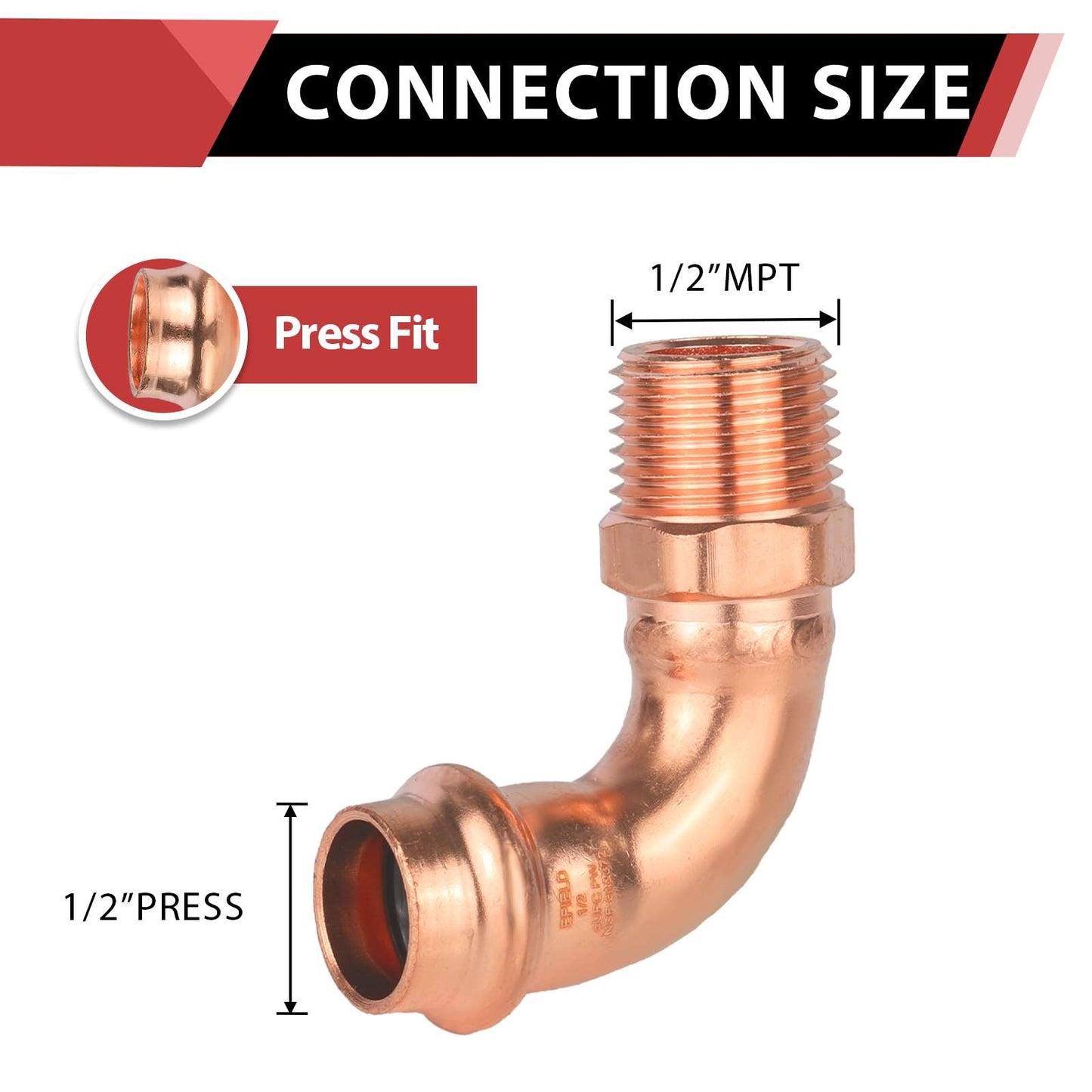 1/2" Copper Press Male Elbow (Lead Free)