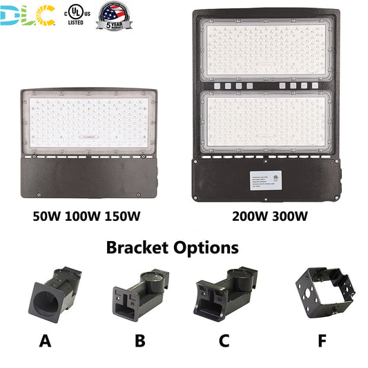 50W 100W 150W 200W 300W LED Parking lot Light 5000K Outdoor Street Area Lights IP65 LED Shoebox Commercial Security Lighting Fixture UL DLC Listed