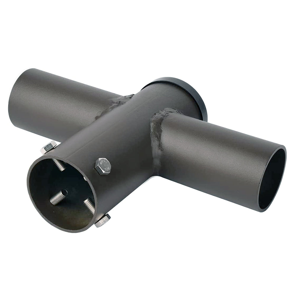 Double Spoke Arm Bracket at 180 Degree with 2 Light Horizontal Tenon Adaptor Round for 2-3/8" Street Light & Area Light, Heavy Duty Pole Mount Bracket