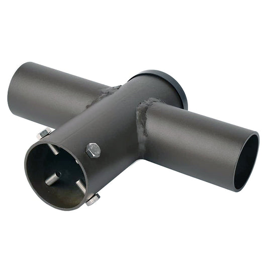 Double Spoke Arm Bracket at 180 Degree with 2 Light Horizontal Tenon Adaptor Round for 2-3/8" Street Light & Area Light, Heavy Duty Pole Mount Bracket