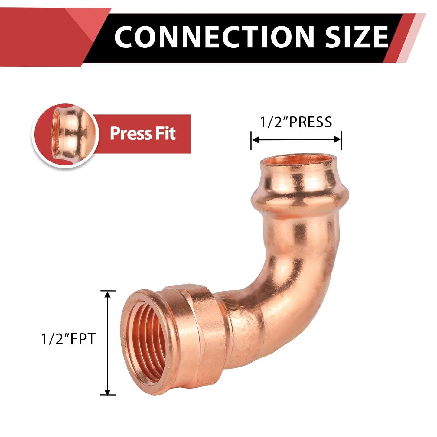 1/2" Copper Press Female Elbow (Lead Free)