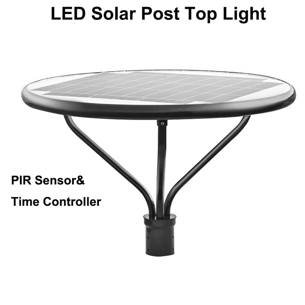 LED Solar Post Light with PIR sensor and Time Controller 40W 5000LM 5000K Daylight Solar Powered IP65 Waterproof for Lawn Patio Yard Pathway Garden Lighting