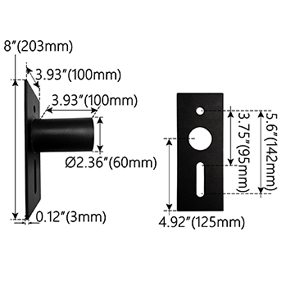 2.38" Side Tenon Adapter for Square Pole,Transform The Slip Fitter Adapter into Arm Mounting, The Tenon Bracket for Outdoor Lighting Fixtures