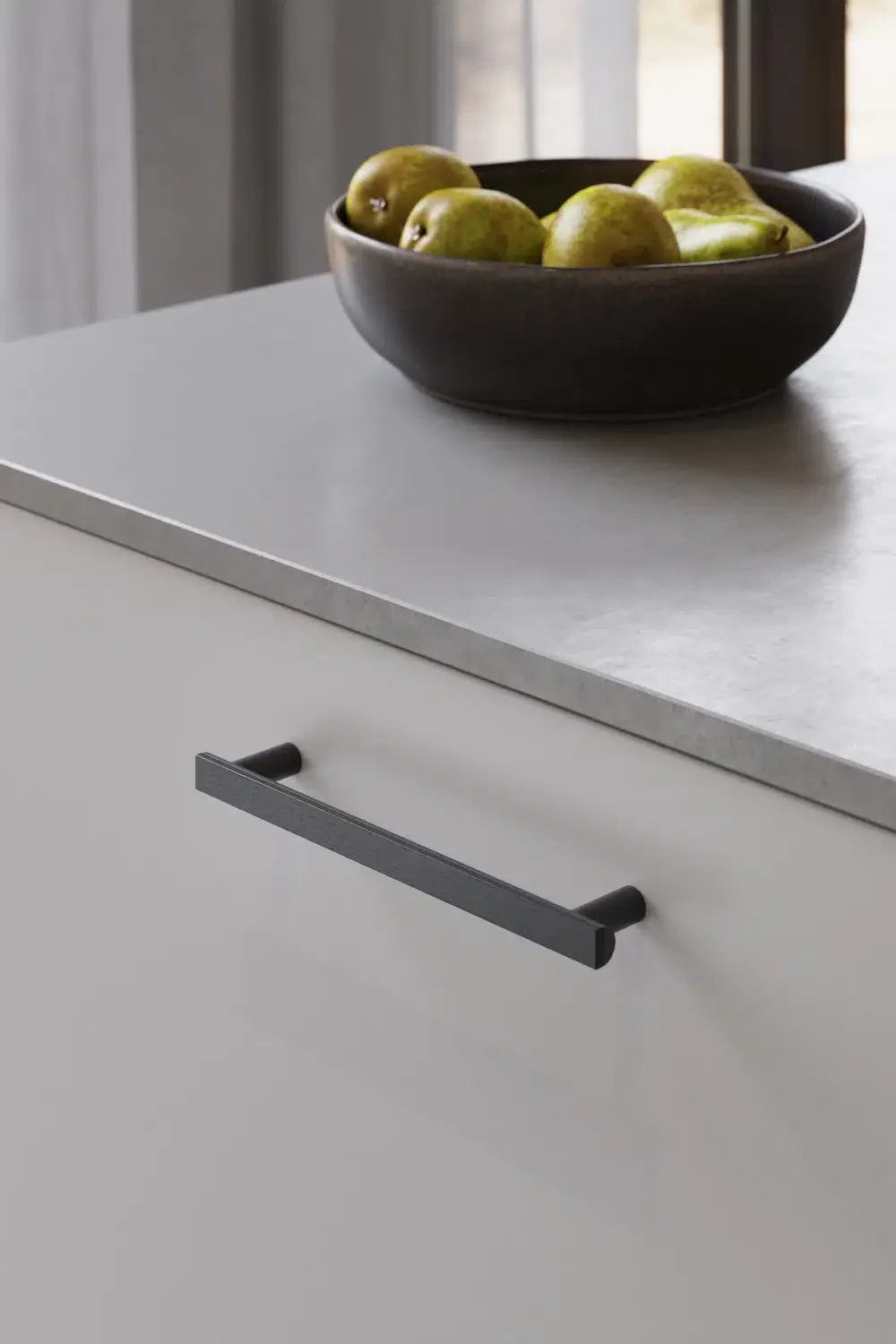 Black and Wood "Bis" Cabinet Knob and Drawer Handle