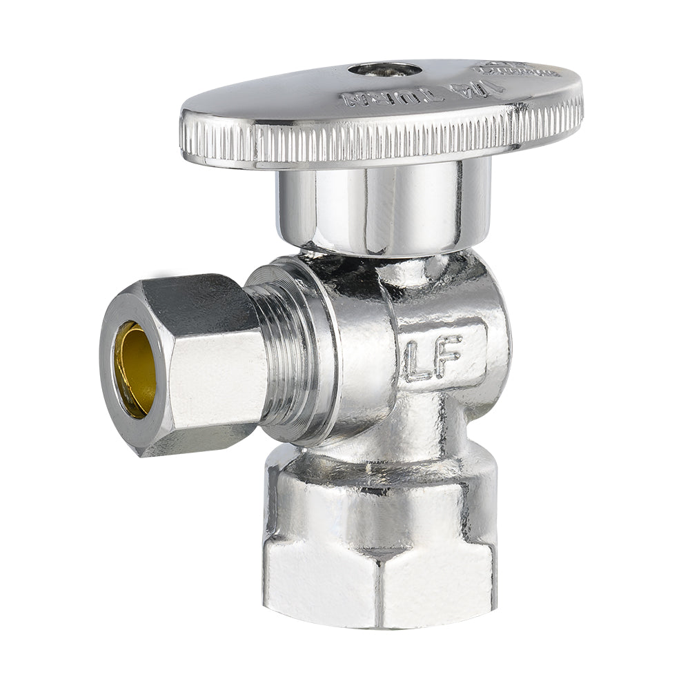 1/2" FIP x 3/8" OD Compr. Angle Stop Valve, 1/4 Turn (Lead Free)