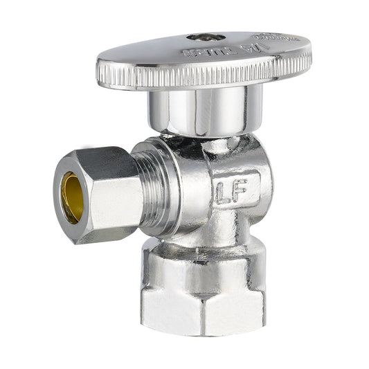 1/2" FIP x 3/8" OD Compr. Angle Stop Valve, 1/4 Turn (Lead Free)