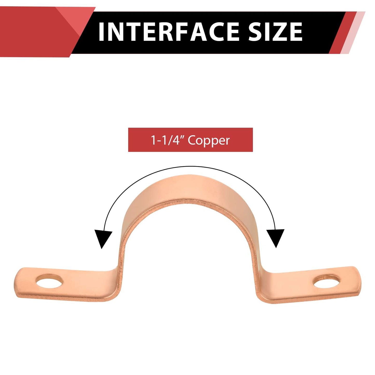 1-1/4" Copper Pipe Straps, Two Hole
