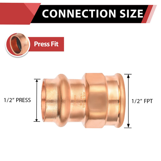 1/2" Press Copper x 1/2" Female Threaded Adapter (Lead Free)