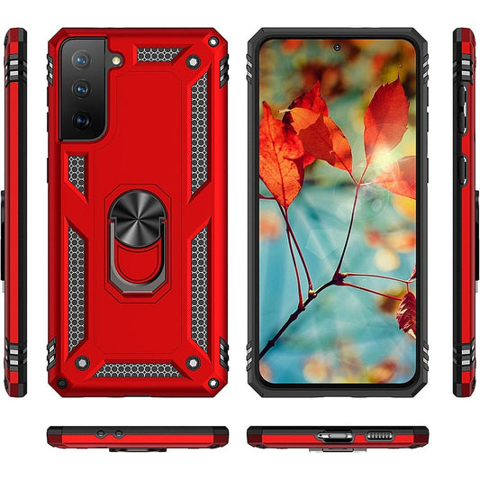 Red Military Kickstand Series Case - Samsung Galaxy S21 FE 5G