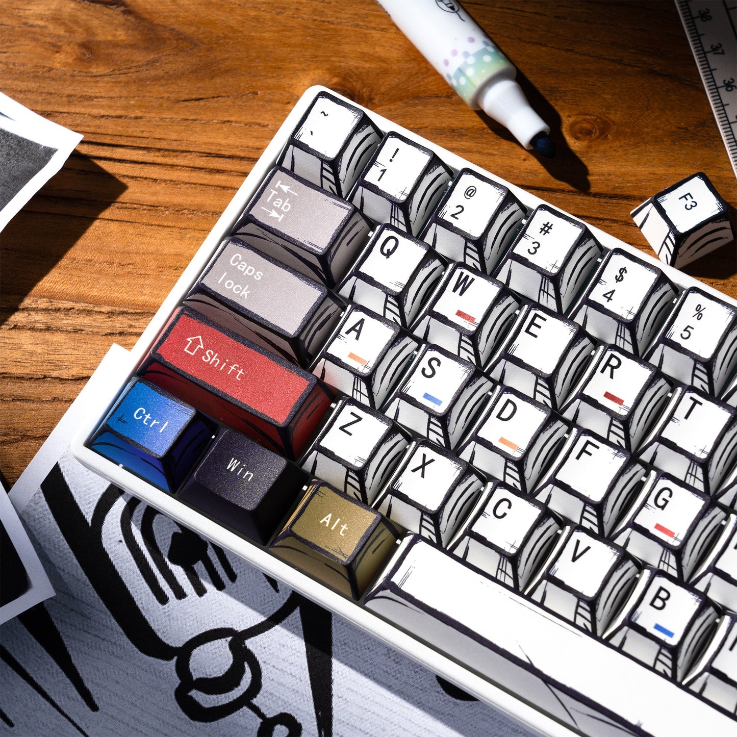 XVX Manga Theme graffiti Cherry Profile Dye-Sub PBT Keycaps