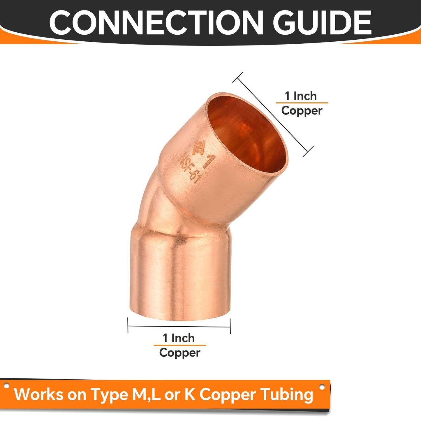 1" 45º Copper Elbow