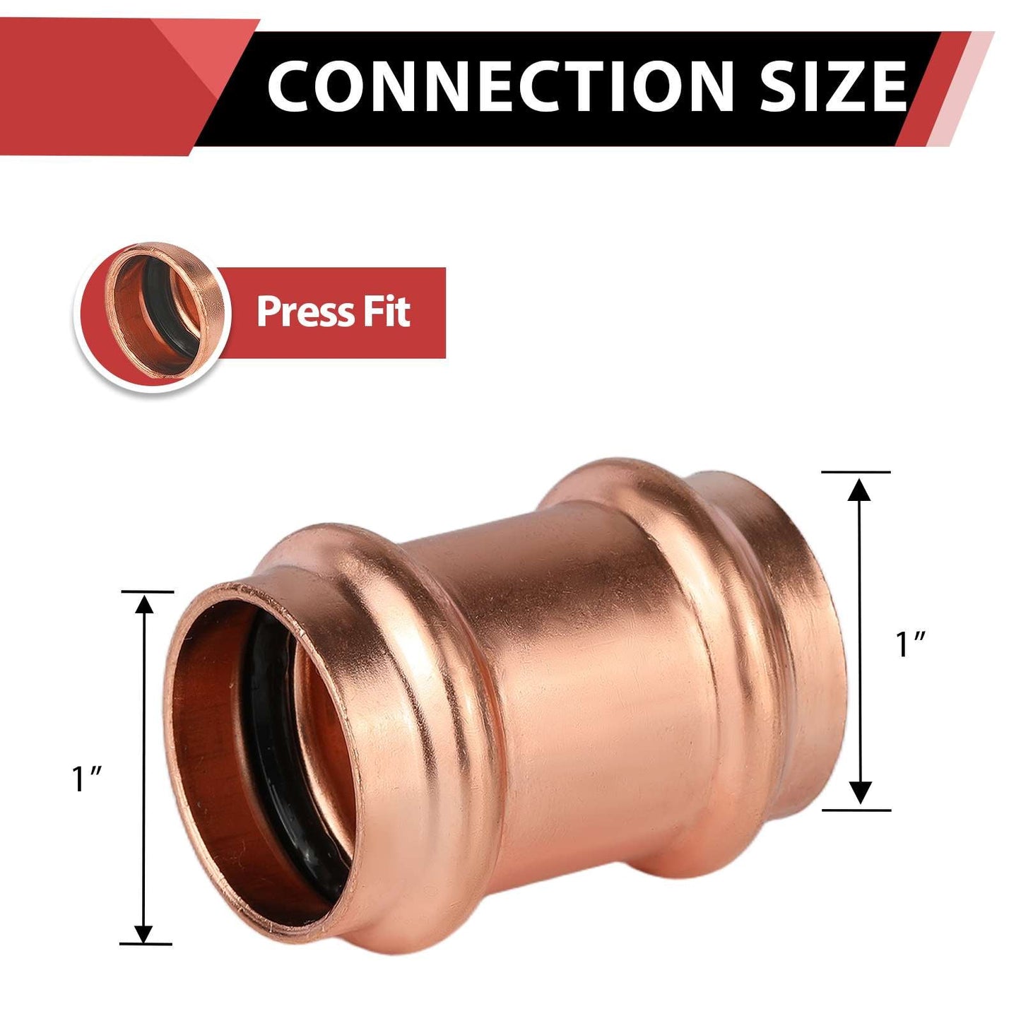 1" Press Copper Coupling NO Stop (Lead Free)