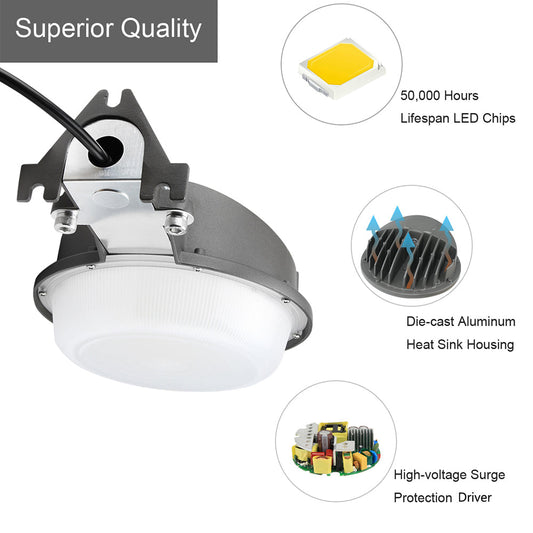 35W 50W Dusk to Dawn Outdoor Security LED Barn Light with Photocell 5000K 100-277V Waterproof Flood Street Lights for Yard Warehouse ETL DLC Listed