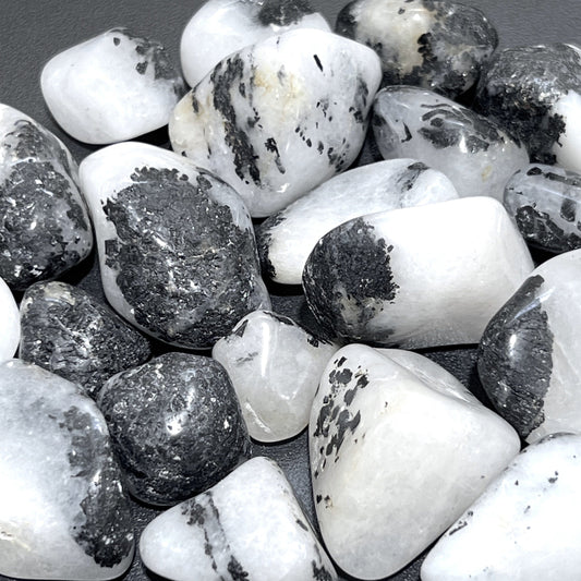 White Quartz With Tourmaline Tumbled Stones (By The Piece Or Pound) Wholesale