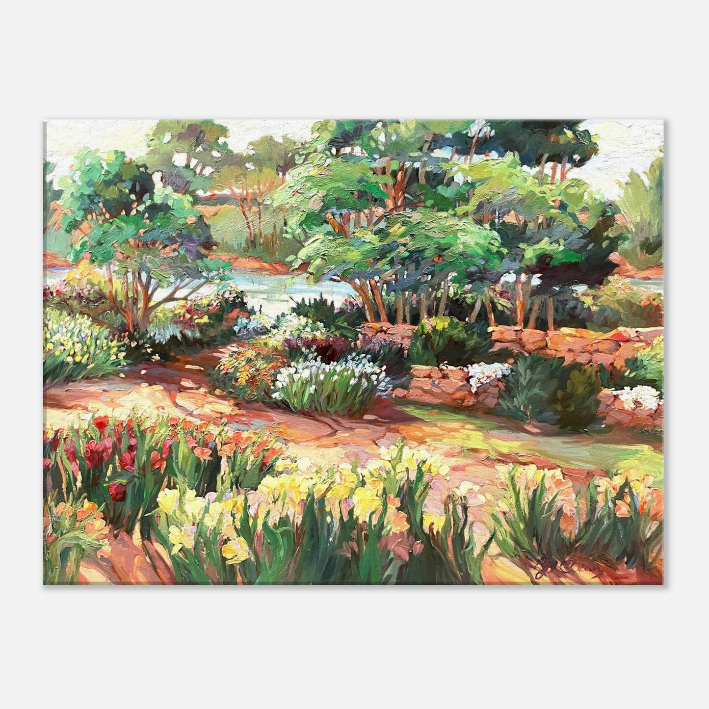 'Garden Symphony' Floral I 18x24 inch Art Print on Canvas I Original Artwork by American Artist Barbara Cleary