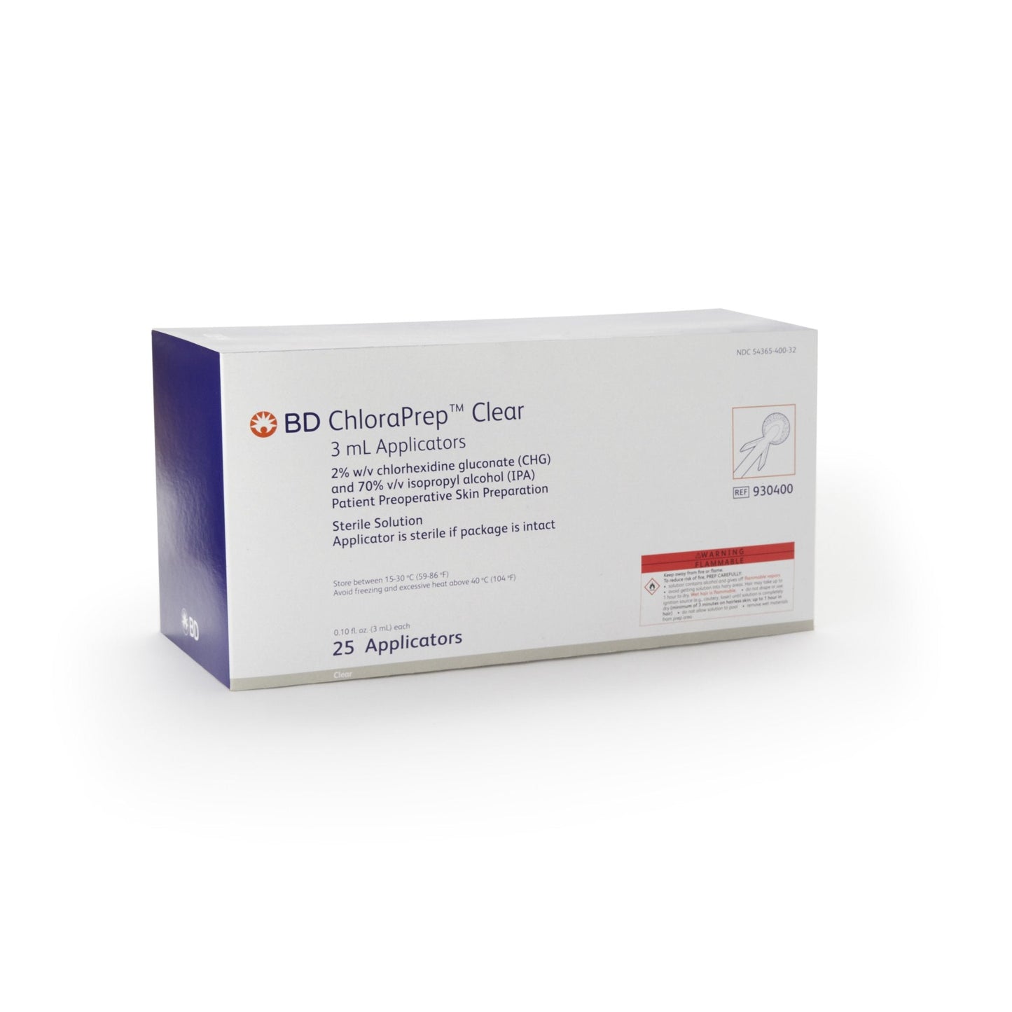 Skin Prep Solution ChloraPrep™ Clear 3 mL Foam Applicator 2% / 70% Strength CHG (Chlorhexidine Gluconate) / Isopropyl Alcohol Sterile 930400