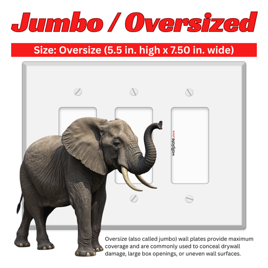 3-Gang Jumbo Oversize Wall Plate Cover – Compatible with Decora® Devices – White Painted Metal – Made in USA