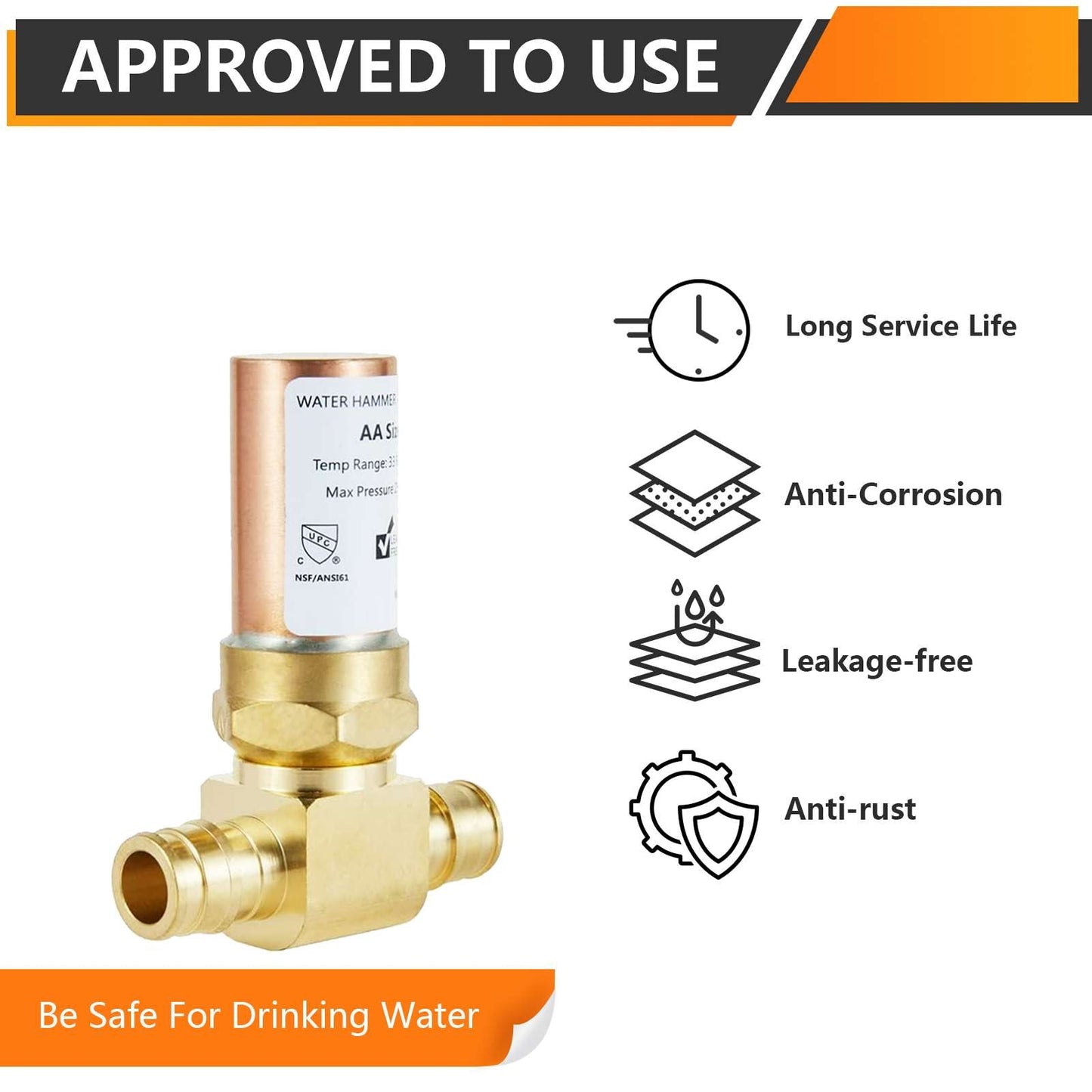 1/2" PEX-A Expansion, Water Copper Hammer Arrestor Tee