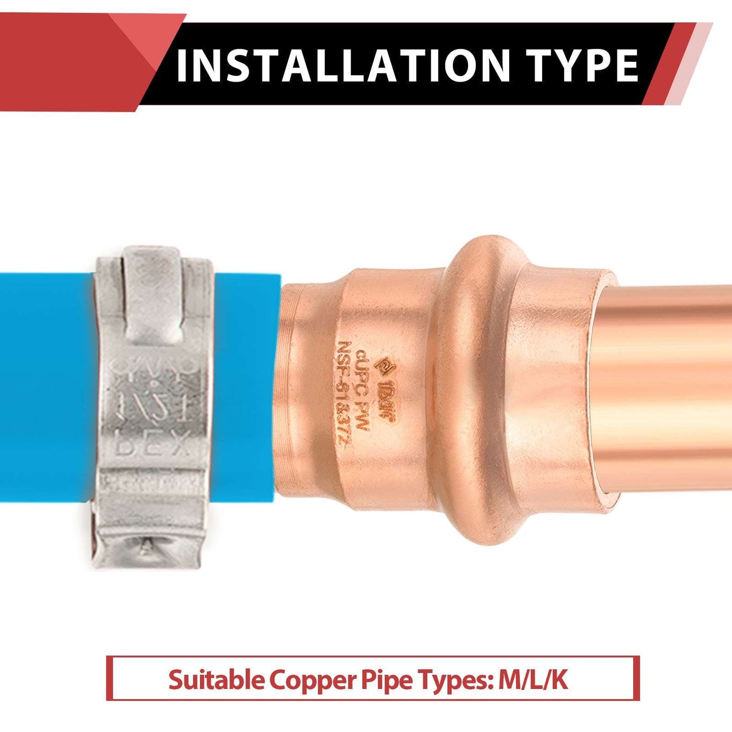 1/2" Press Copper x 3/4" PEX-B Crimp Adapter (Lead Free)