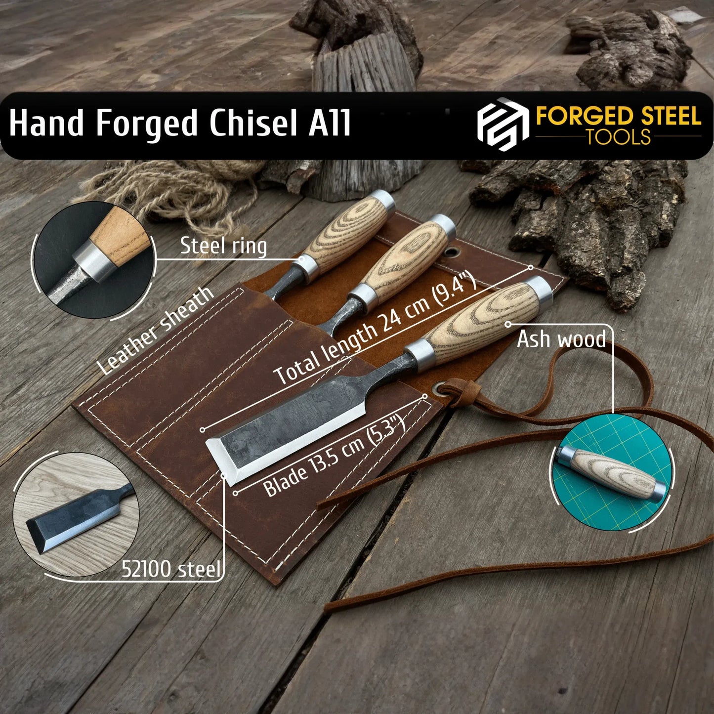 3-Piece Wood Carving Chisel Set