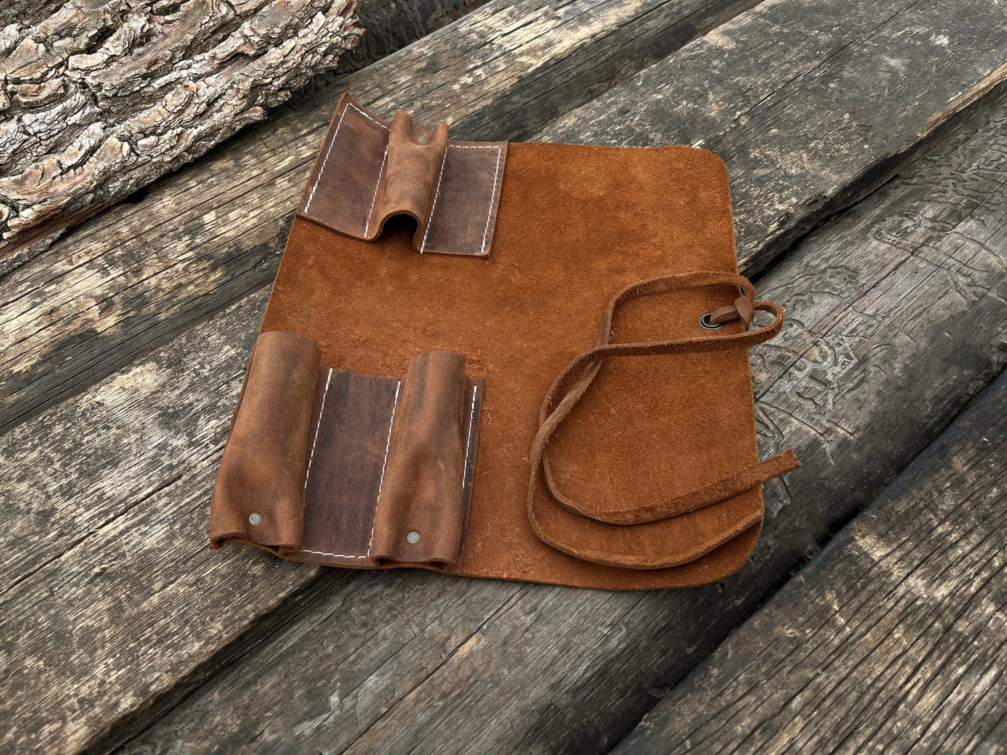 3 Pocket Leather Tool Roll