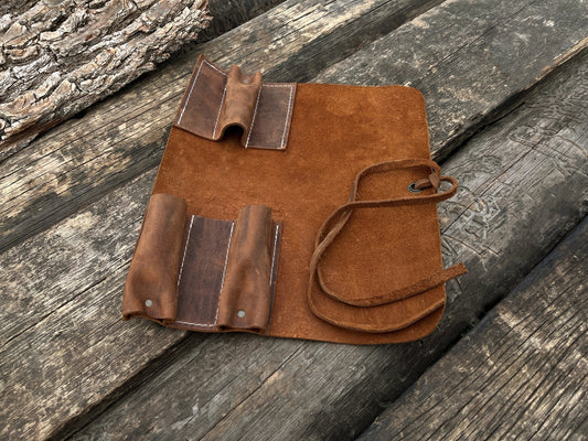 3 Pocket Leather Tool Roll