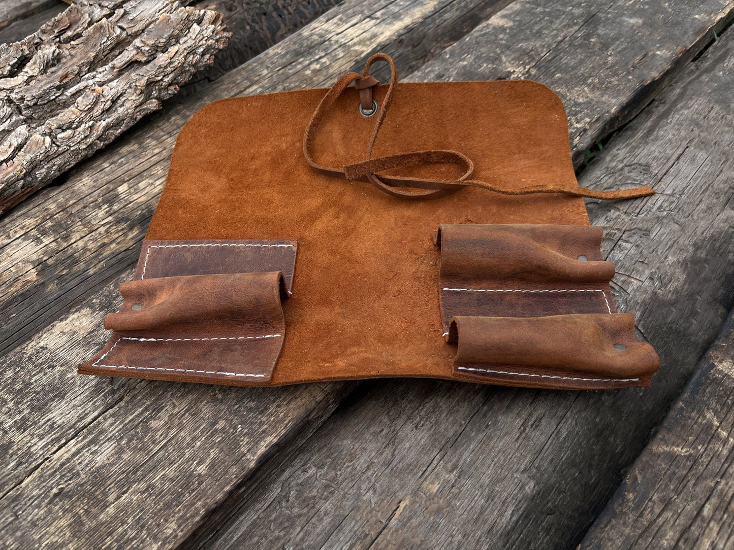3 Pocket Leather Tool Roll