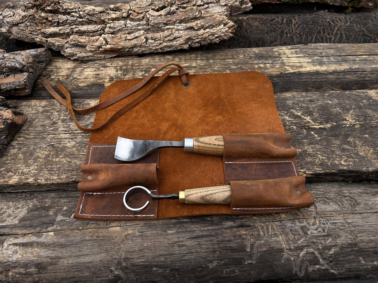 3 Pocket Leather Tool Roll