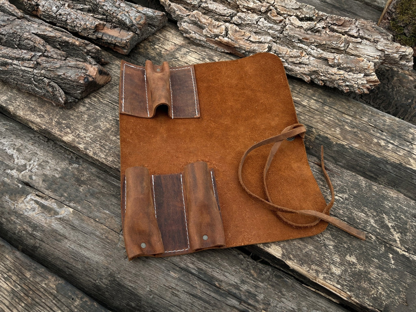 3 Pocket Leather Tool Roll