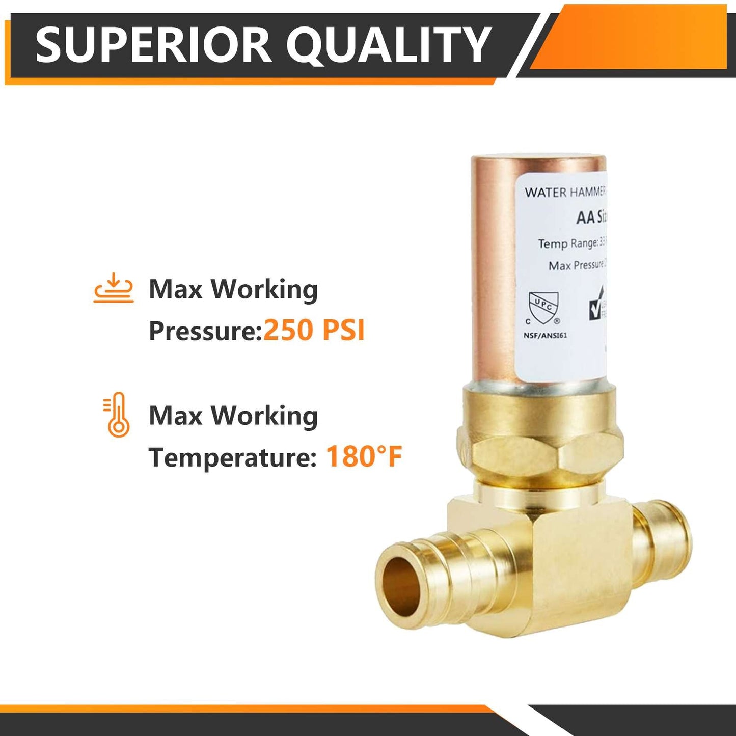 1/2" PEX-A Expansion, Water Copper Hammer Arrestor Tee